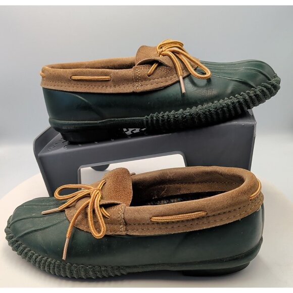 other Shoes - Vintage Womens Rubber Mocs Duck Shoes Green & Brown Us 8 Wool Lined Waterproof